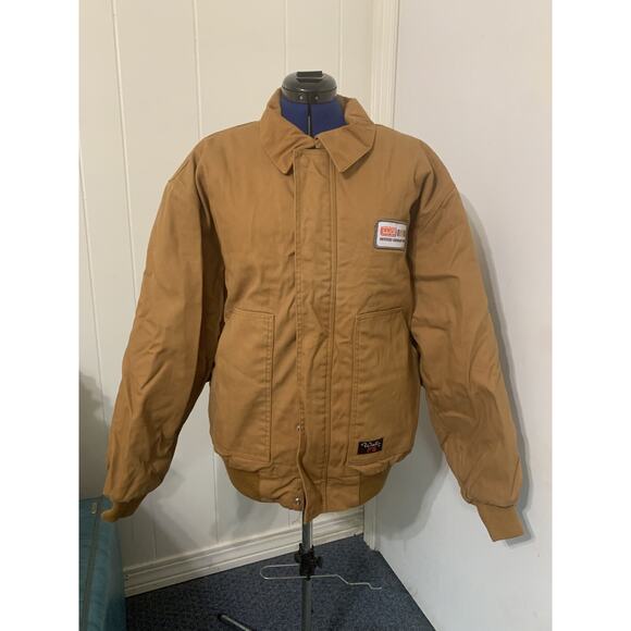 Walls FR Bomber Jacket XL Brown Canvas Quilted Lining Work Flame Resistant 3 HRC - Picture 1 of 8